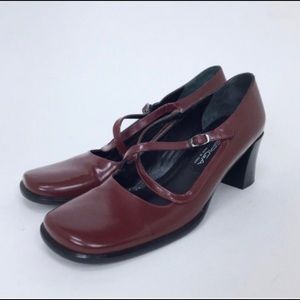 90’s Via Spiga Heels Burgundy Square Toe Strappy